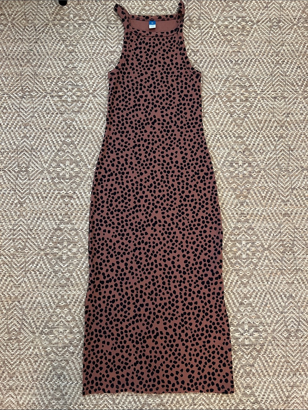 Old Navy Sleeveless Brown & Black Spot Midi Dress